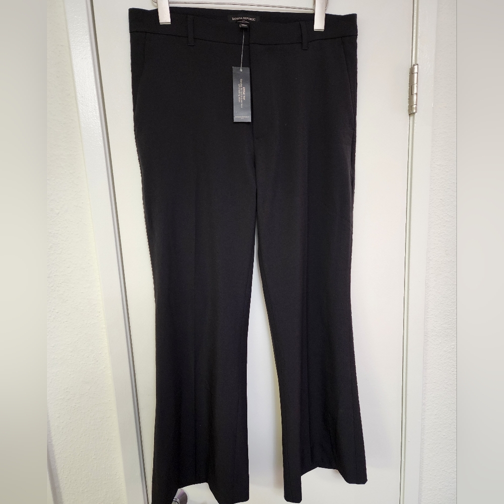 Banana Republic Factory NWT Black Scultped Stretch Flare Ankle Trouser Pants 8 R